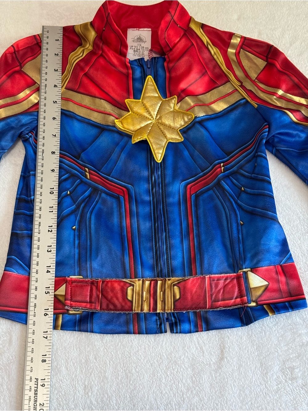 Disney Red and Blue Captain America costume Zip-Up Jacket with Gold Accent